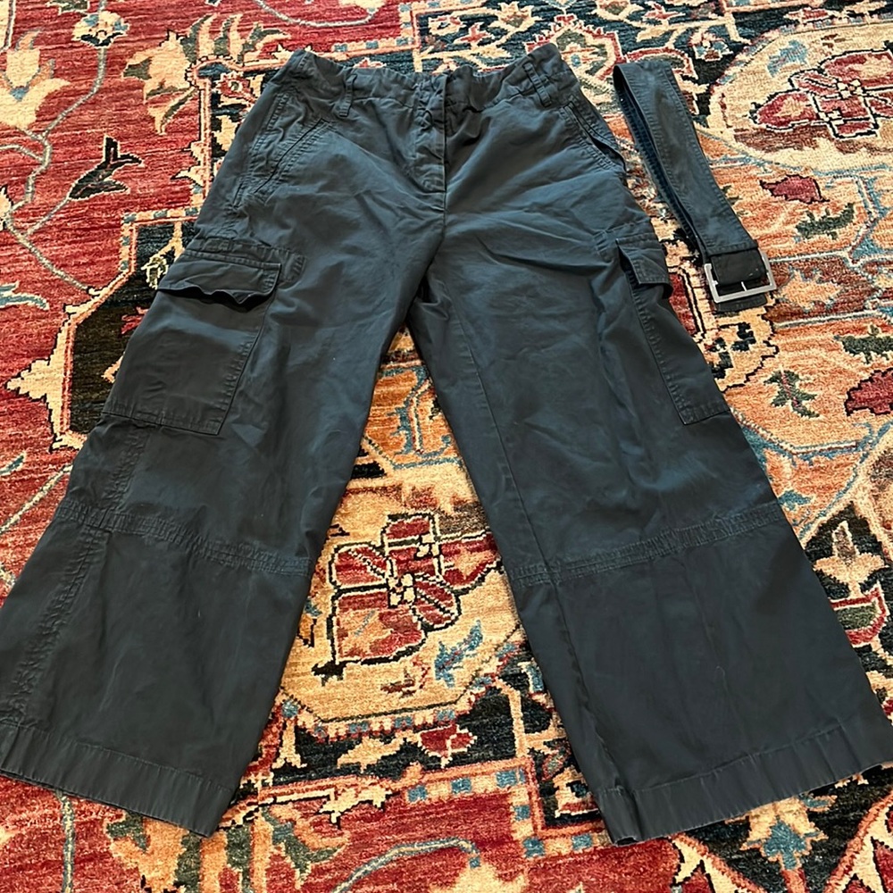 ACNE wide leg cotton cargo pants w belt